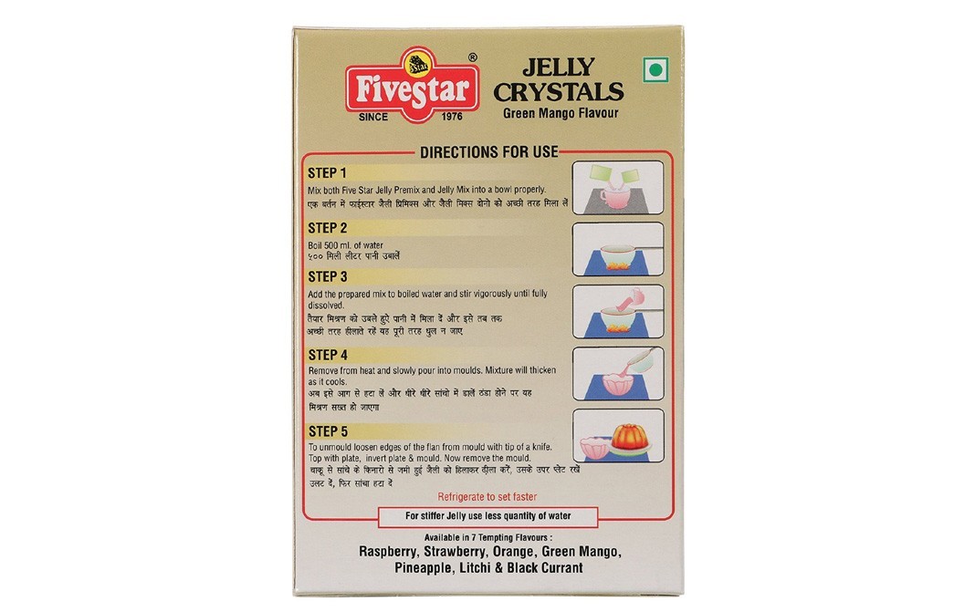 Five Star Jelly Crystals, Green Mango Flavour   Box  90 grams